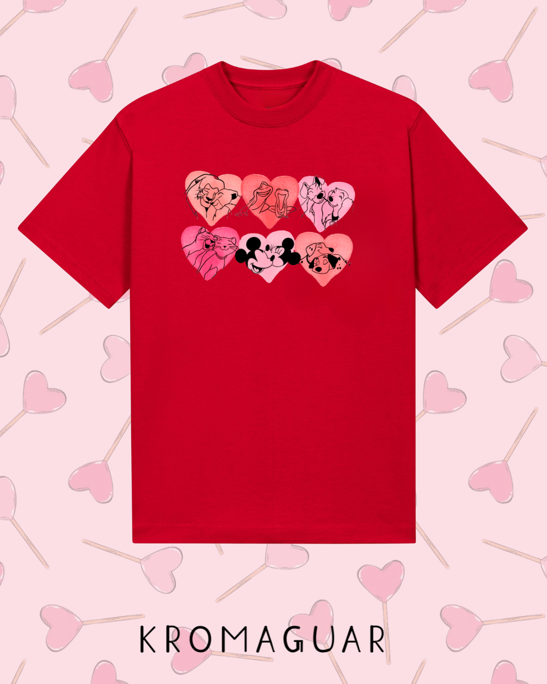Polera Corazones Parejas Disney