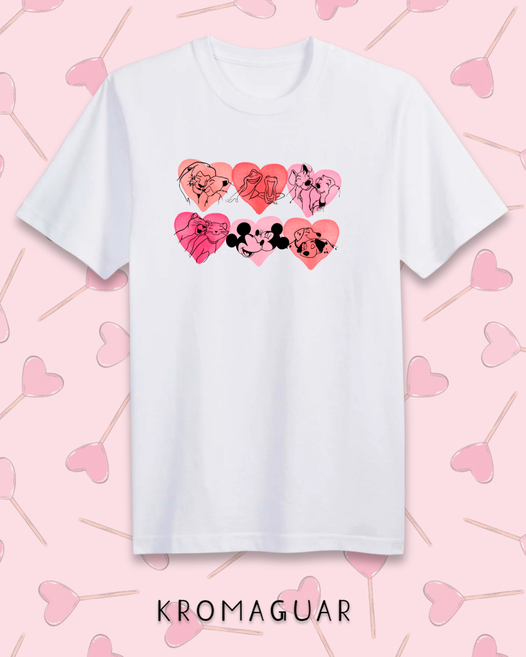 Polera Corazones Parejas Disney