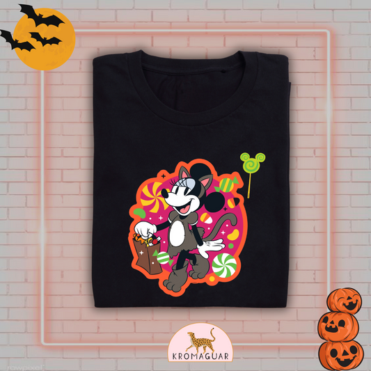 Polera Minnie Mouse Candy Cat Halloween