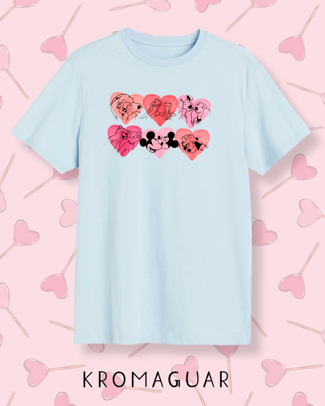 Polera Corazones Parejas Disney