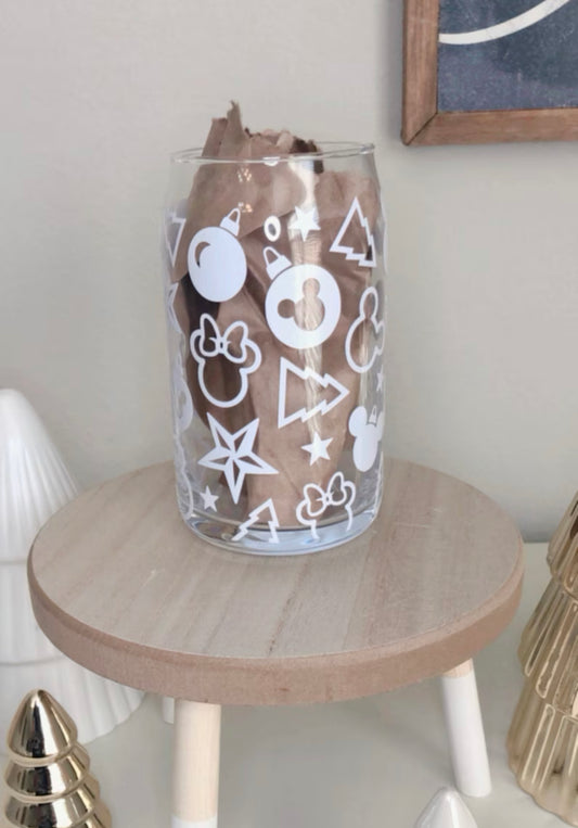 Can Glass Tumbler Vaso Lata Disney Minnie Mouse Christmas