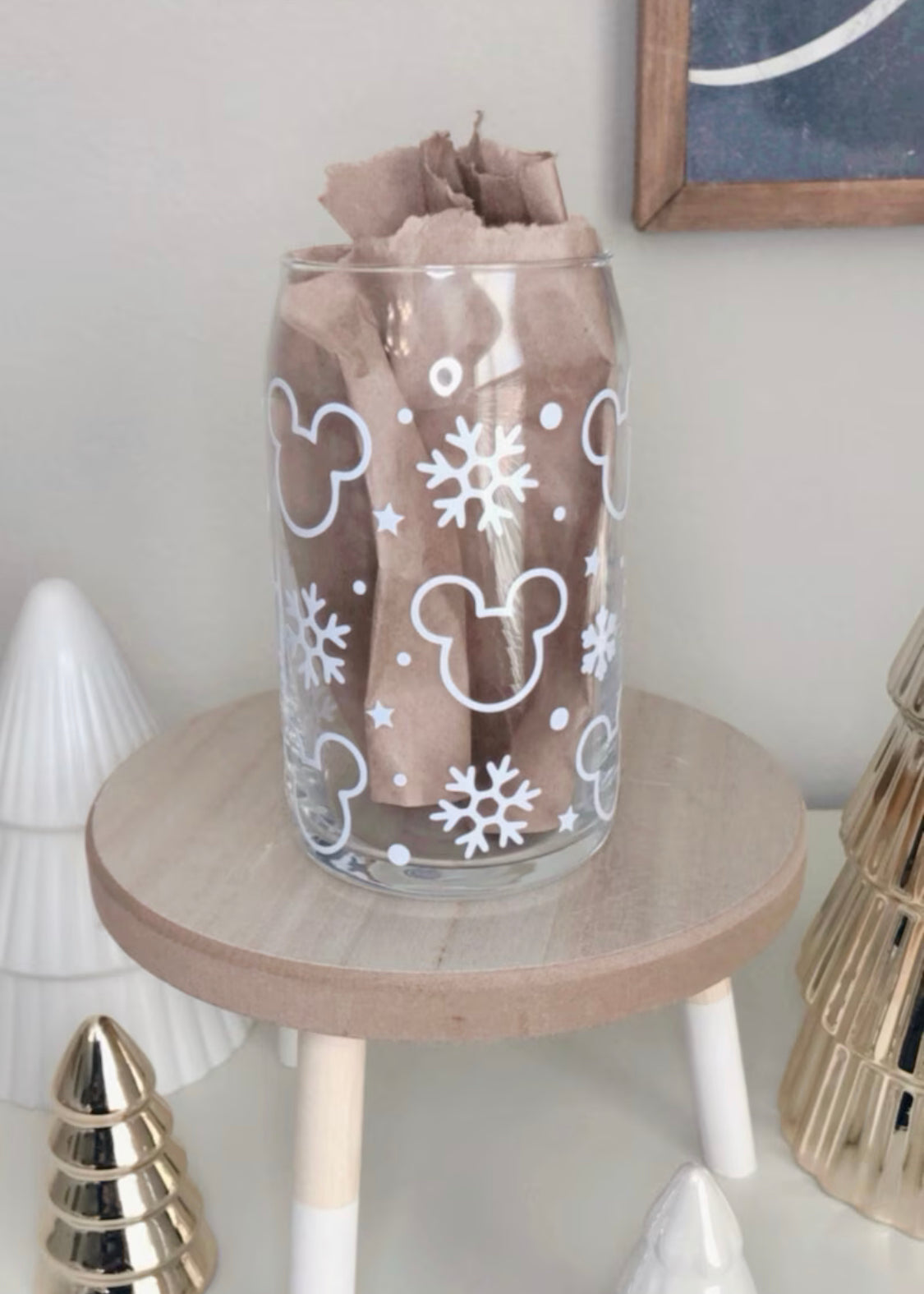 Can Glass Tumbler Vaso Lata Disney Mickey Mouse Christmas Navidad