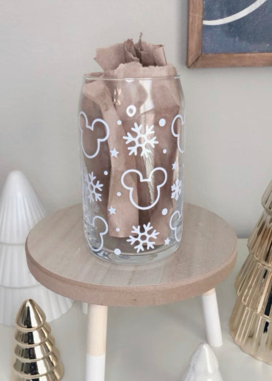 Can Glass Tumbler Vaso Lata Disney Mickey Mouse Christmas Navidad