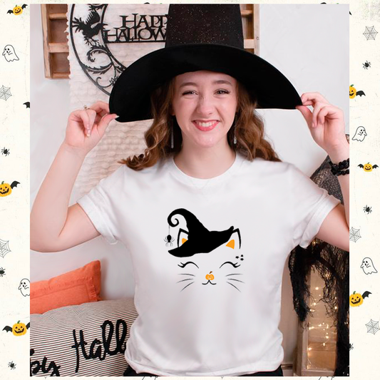 Polera Gatita Bruja Halloween