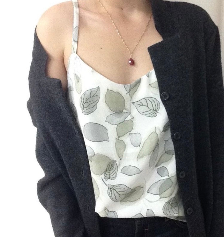 Blusa Polera Sin Mangas Estampado Hojas