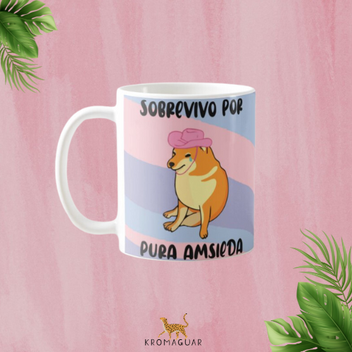 Taza Sobrevivo Por Pura Amsiedad Lila