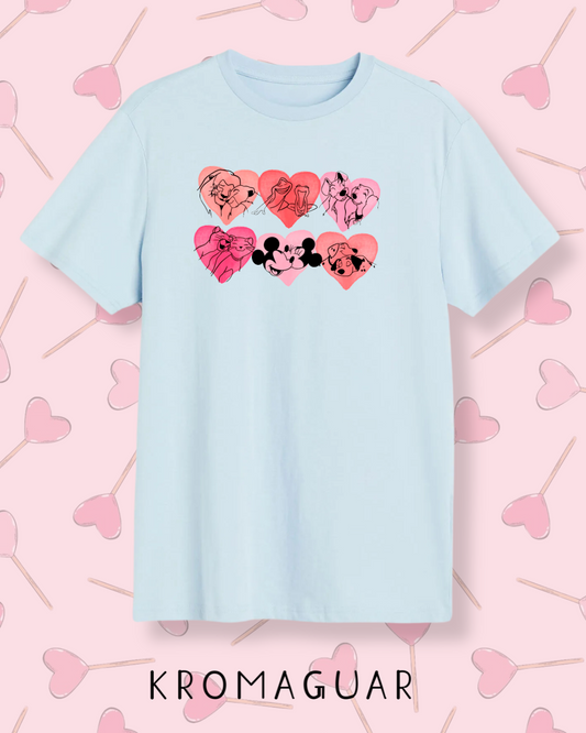 Polera Corazones Parejas Disney
