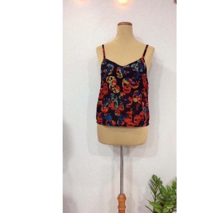 Blusa Polera Sin Mangas Estampado Calaberas